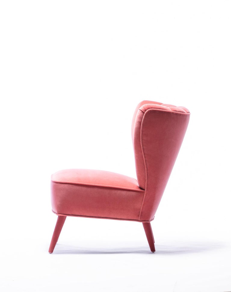 Chic Vintage Rose Pink Velvet Italian Slipper Chair, circa ...