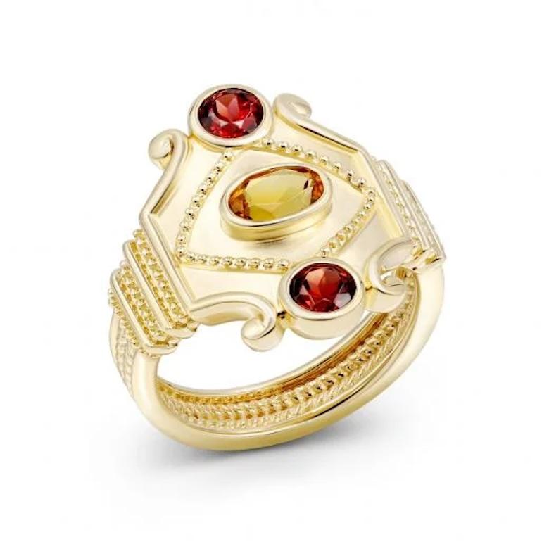 Moderno Anello Chic in stile vintage in oro giallo smeraldo 14K per lei in vendita