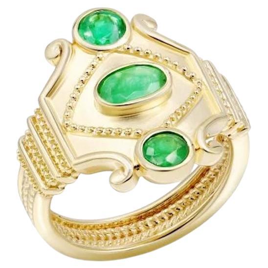 Chic Vintage Style Emerald Yellow 14K Gold Ring for Her For Sale