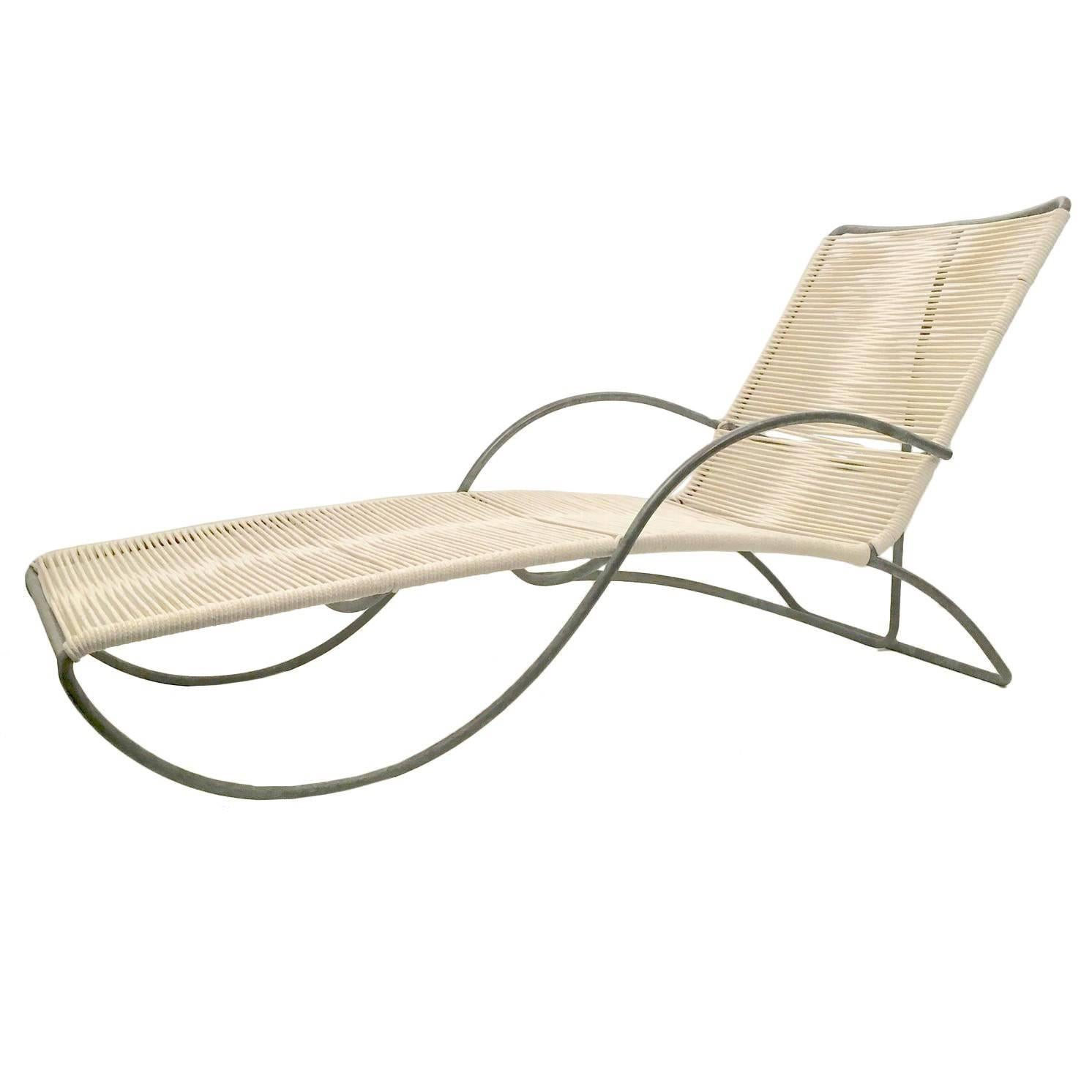 Chic Walter Lamb Bronze "S" Arm Chaise For Sale