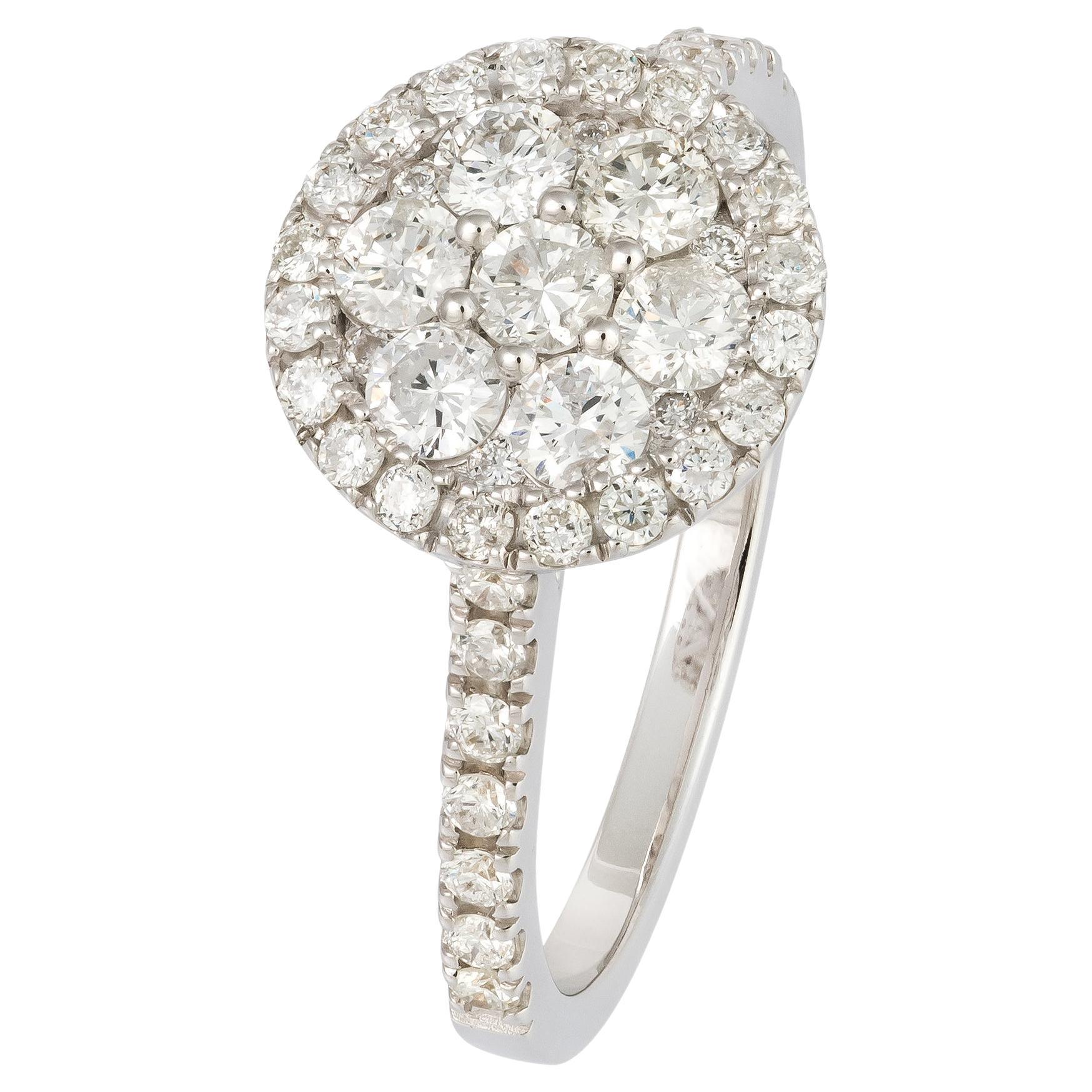 Chic White 18K Gold White Diamond Ring for Her