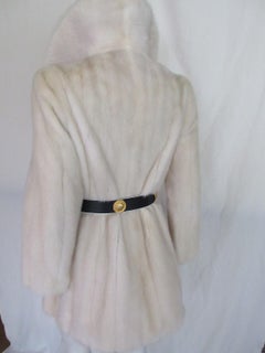 Chic White Mink Fur Coat Small