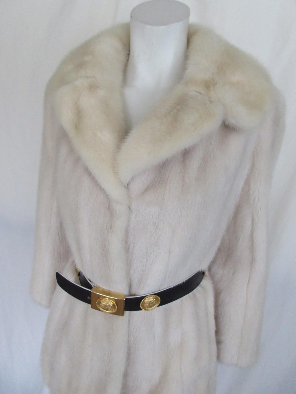 Gray Chic White Mink Fur Coat Small