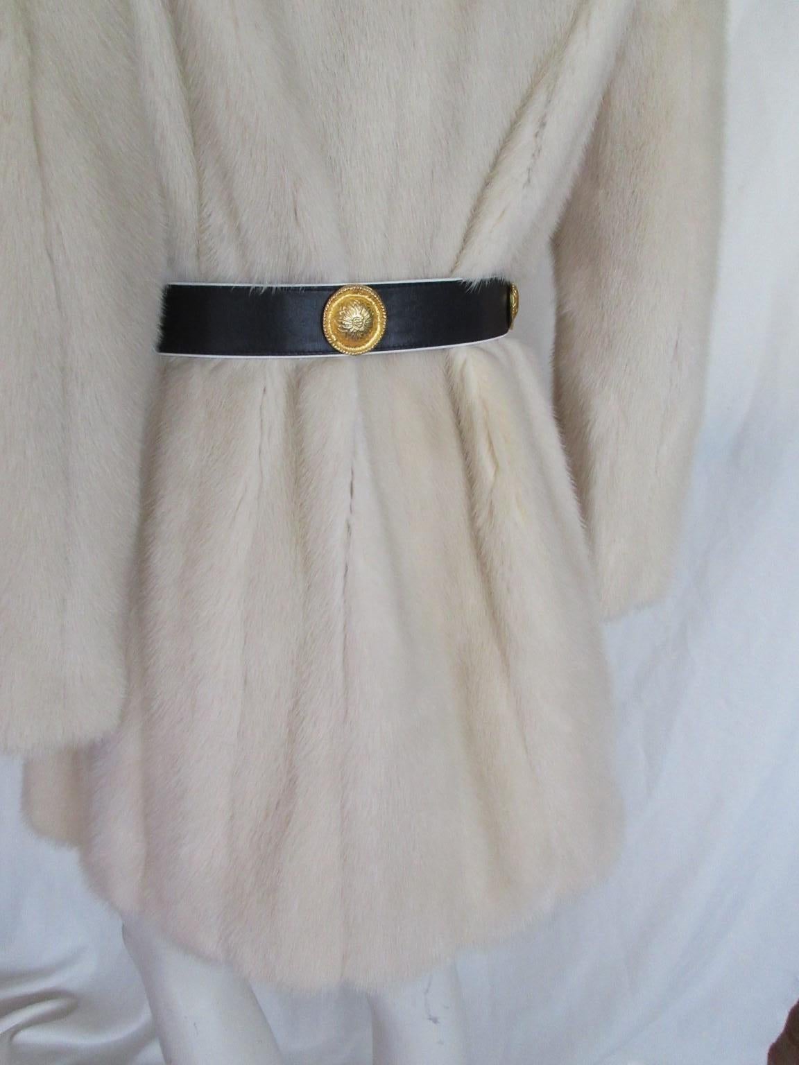 Women's or Men's Chic White Mink Fur Coat Small