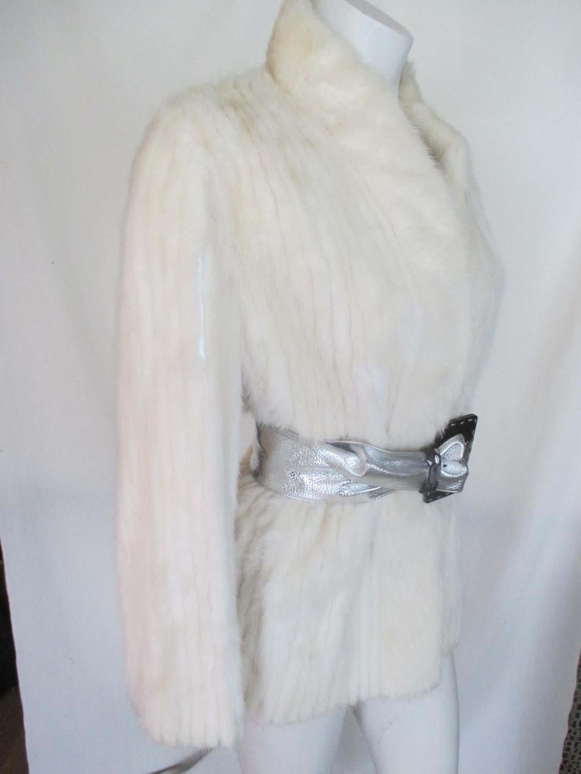 Women's or Men's Chic White Mink Fur Jacket