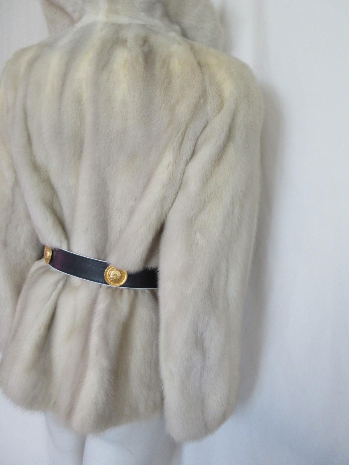 Chic White Mink Fur Jacket For Sale 1