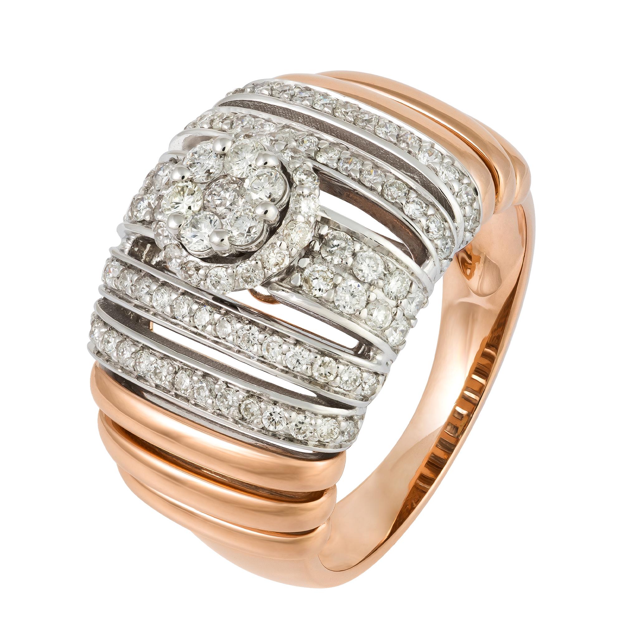 For Sale:  Chic White Pink 18K Gold White Diamond Ring for Her 2