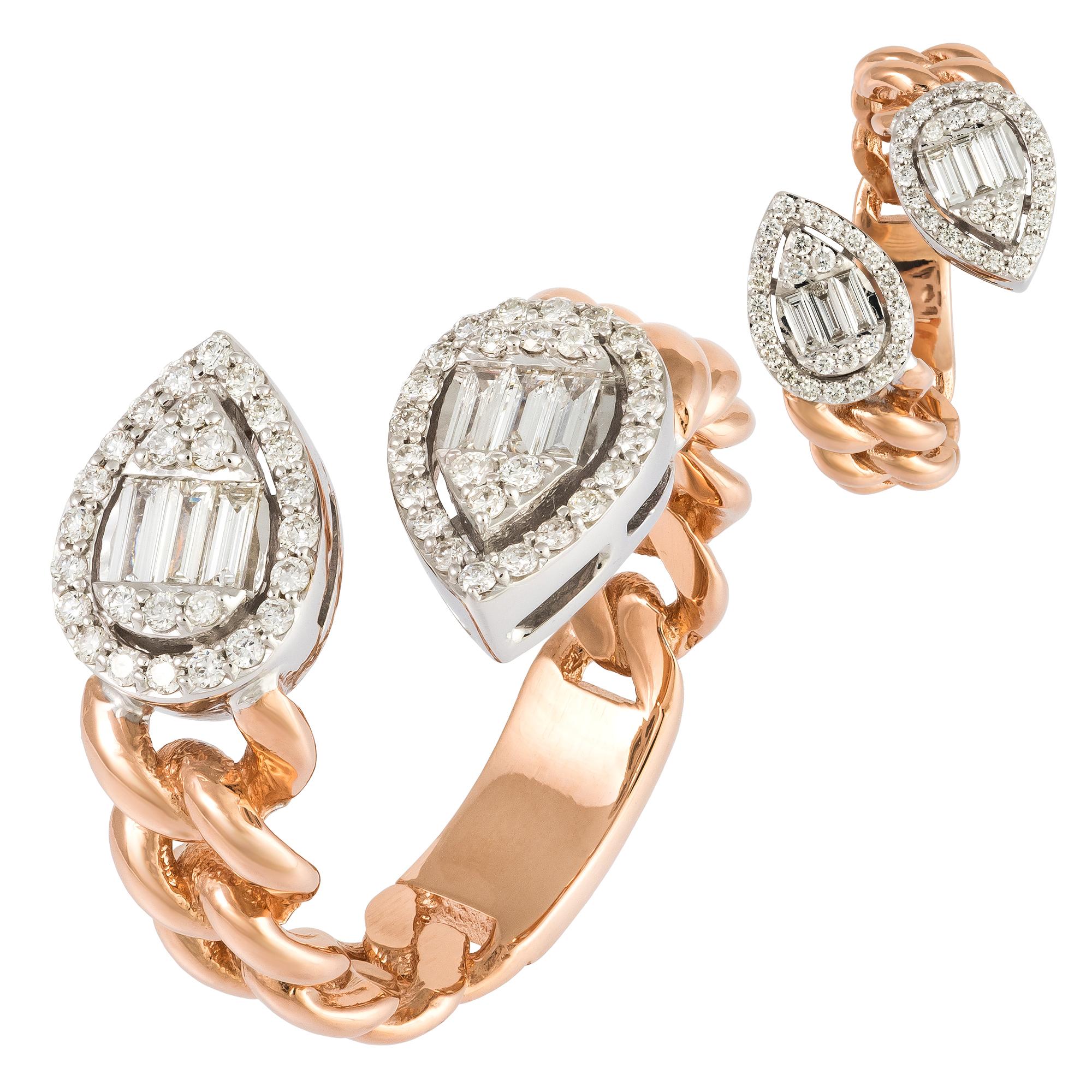 For Sale:  Chic White Pink 18K Gold White Diamond Ring for Her 4