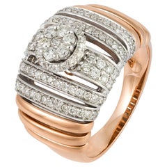 Chic White Pink 18K Gold White Diamond Ring for Her