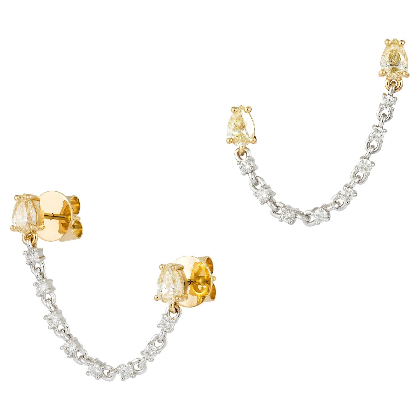 Chic 18 Karat Ohrringe aus Weiß-Gelbgold mit Diamanten für sie