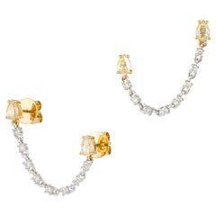 Chic White Yellow Gold 18K Earrings Diamond for Her