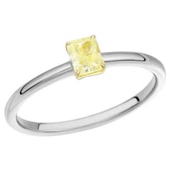 Chic Yellow Diamond White 14K Gold Ring for Her