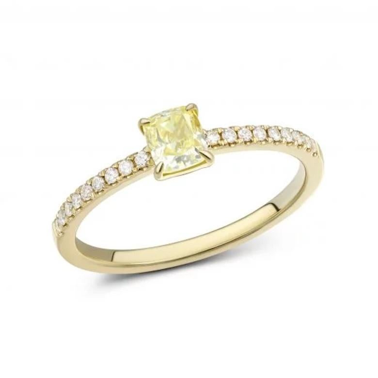 Antique Cushion Cut Chic Yellow Diamond Yellow 14K Gold Ring for Her For Sale