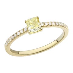 Anello Chic in oro giallo con diamante giallo 14K per lei