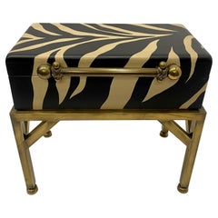 Chic Zebra Pattern Hand Painted Wooden Box on Custom Stand End Table