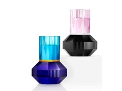 Chicago Azure Crystal T-Lichthalterung aus Kristall, handgefertigtes zeitgenössisches Kristall