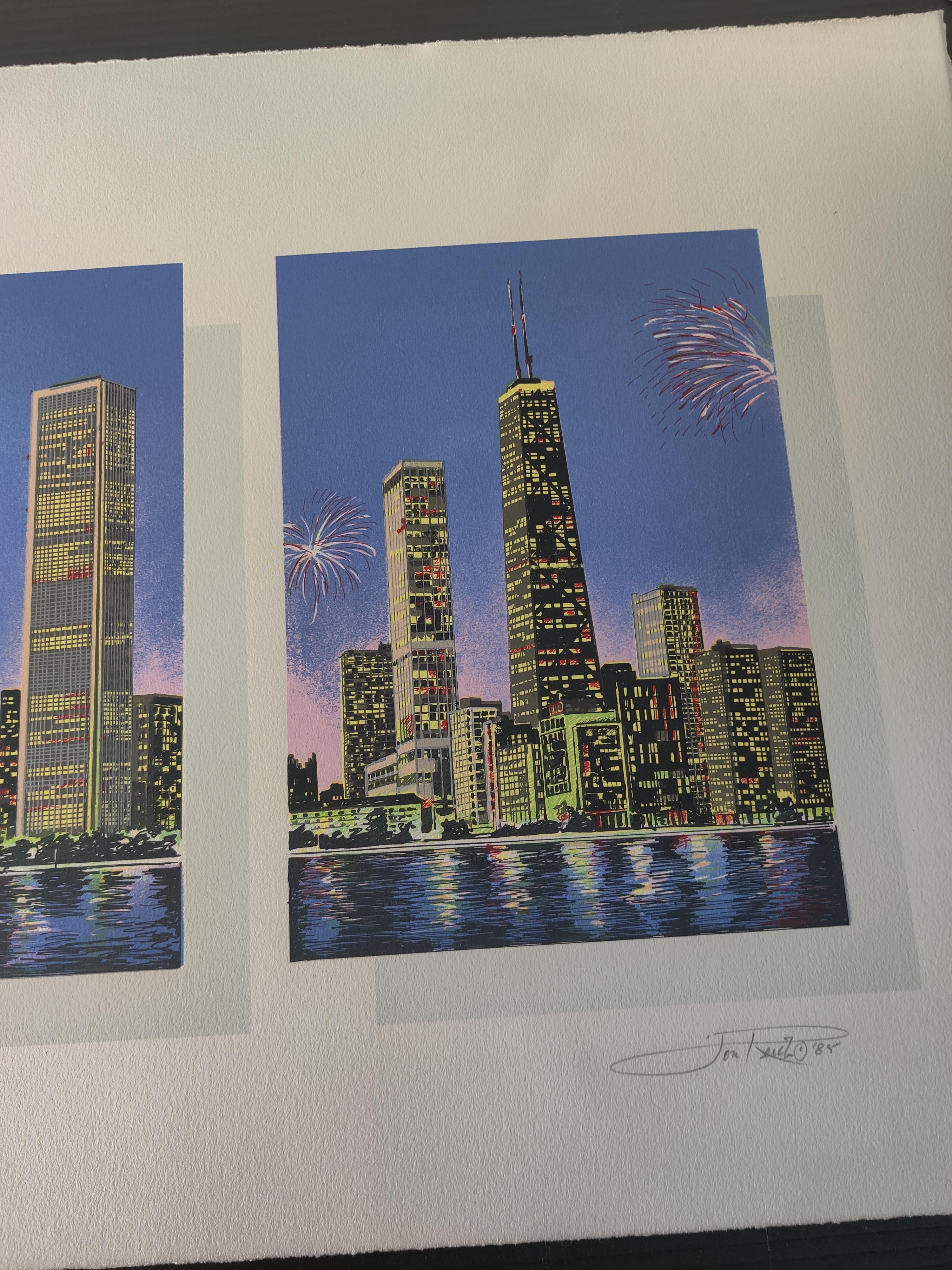 Fine XX secolo Stampa Chicago City Scape di Jon Reich 