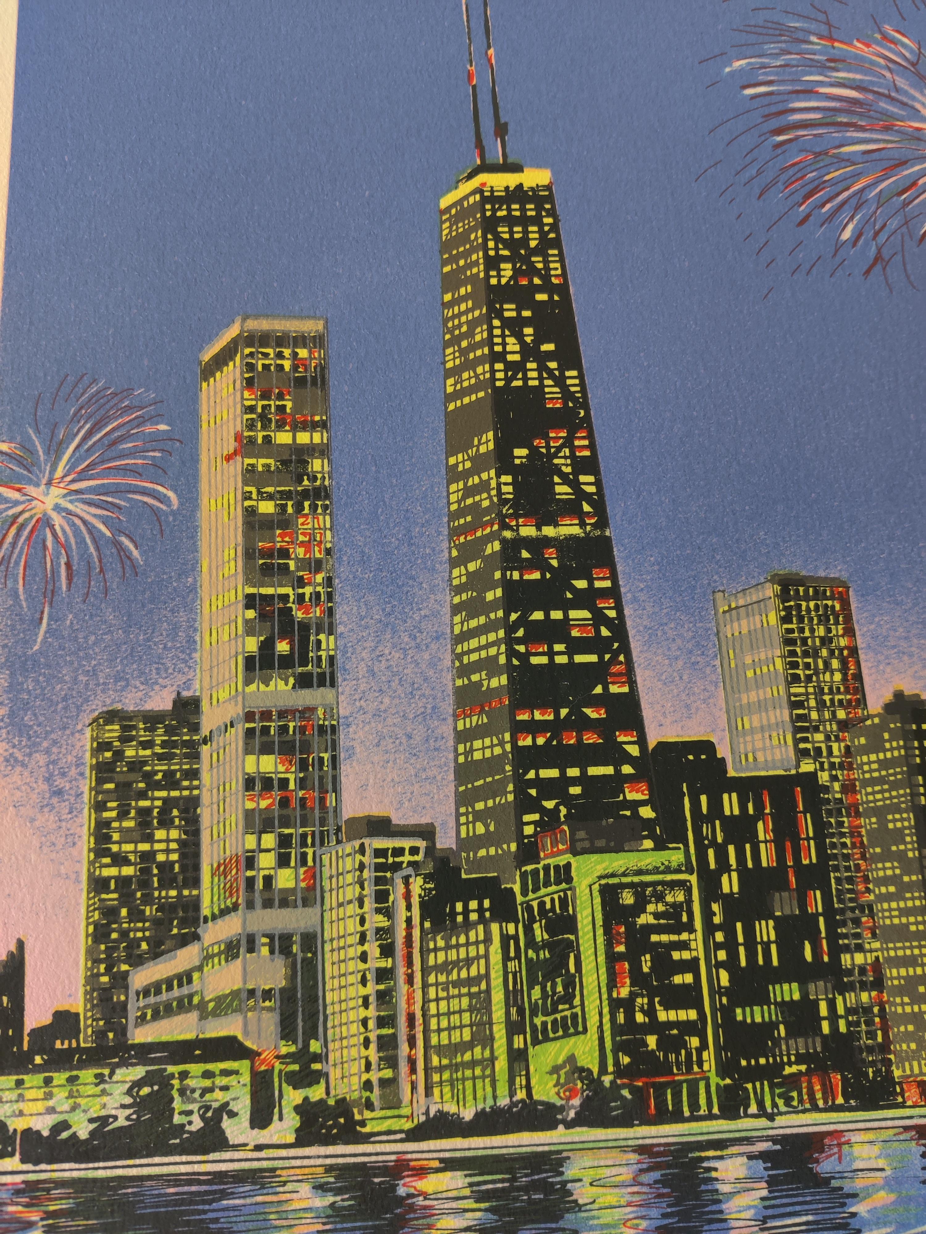 Carta Stampa Chicago City Scape di Jon Reich 