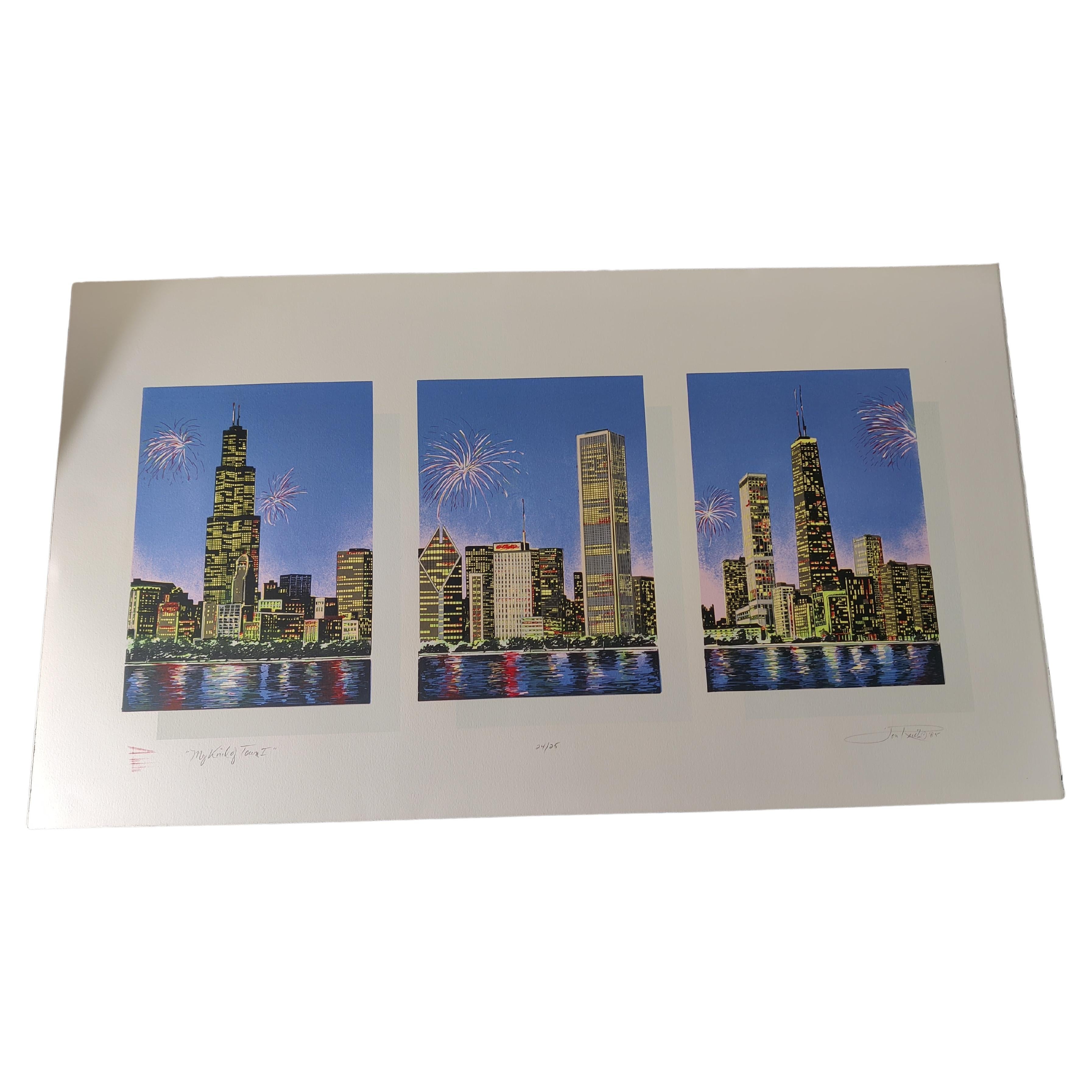 Stampa Chicago City Scape di Jon Reich "My Kind of Townes".