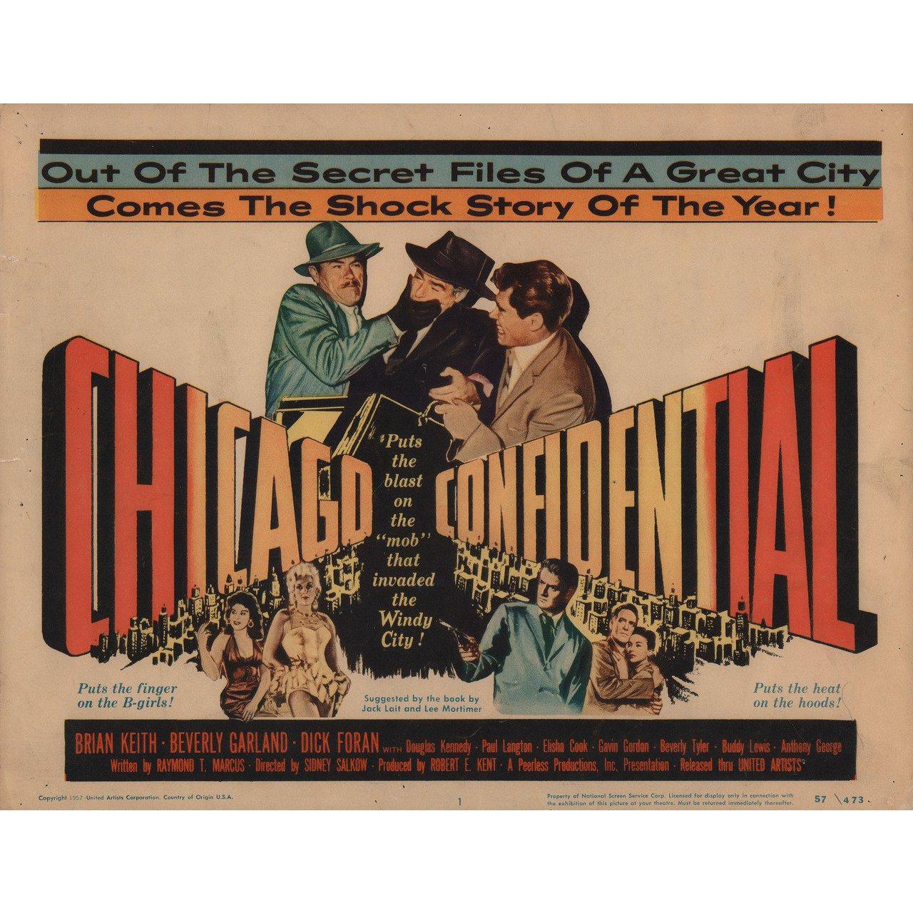 Original 1957 U.S. title card for the film Chicago Confidential directed by Sidney Salkow with Brian Keith / Beverly Garland / Dick Foran / Douglas Kennedy. Very good-fine condition. Please note: the size is stated in inches and the actual size can