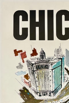 CHICAGO - CONTINENTAL AIRLINES Original Vintage Airline Travel Tourism Poster