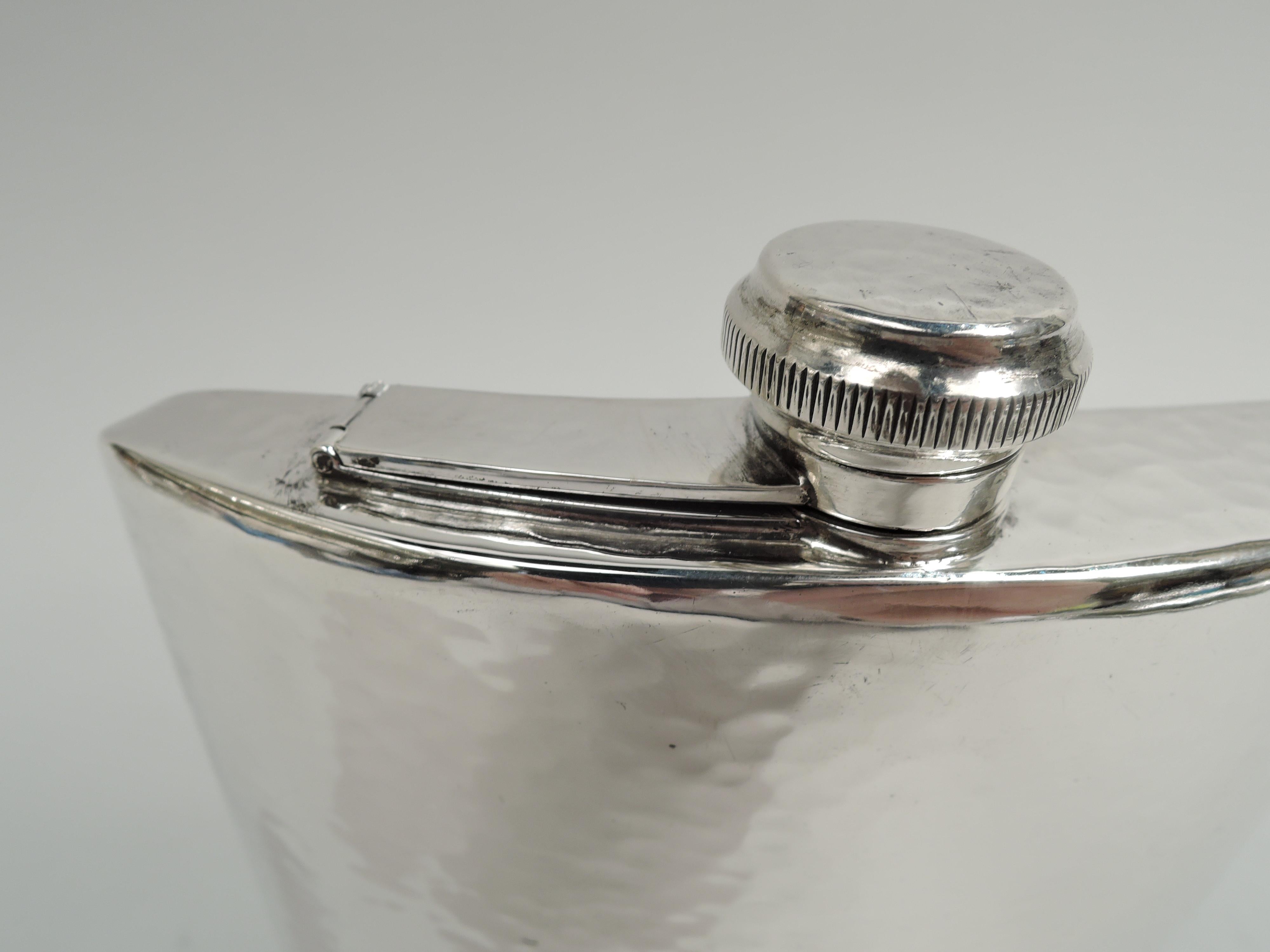 American Chicago Craftsman Hand-Hammered Sterling Silver Flask by Lebolt