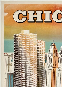 CHICAGO - FLY EASTERN AIR LINES Original Vintage Airline Travel Tourism Poster