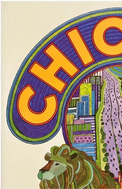 CHICAGO - VUELA CON LA TWA Póster de viaje original de época de la compañía aérea DAVID KLEIN