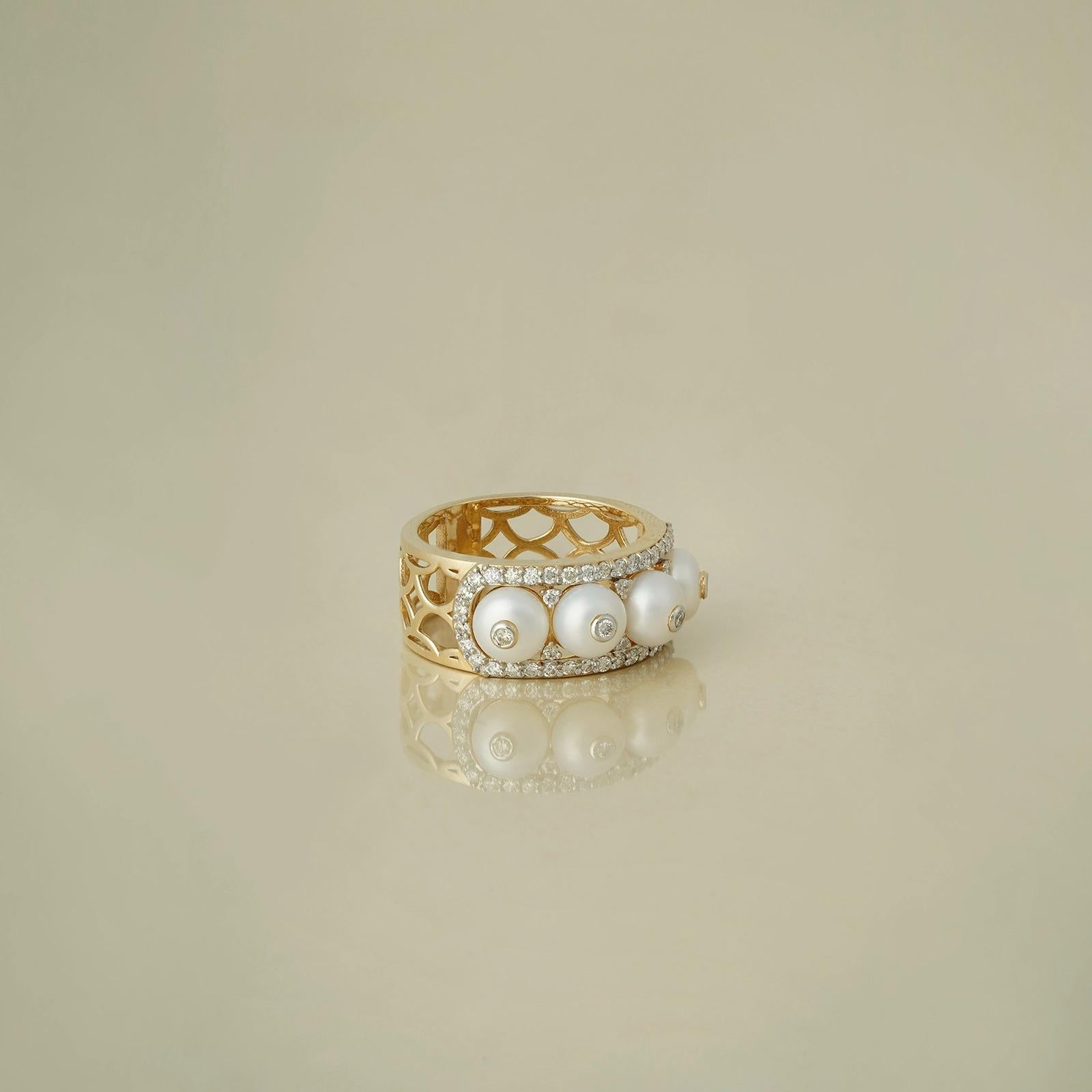 in vendita:  Anello Chicago in oro con diamanti e perle 4