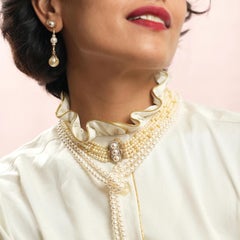 Chicago Gold Diamond Ruby and Pearl Multilayered Necklace
