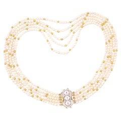 Chicago Collar multicapa de oro con diamantes, rubíes y perlas