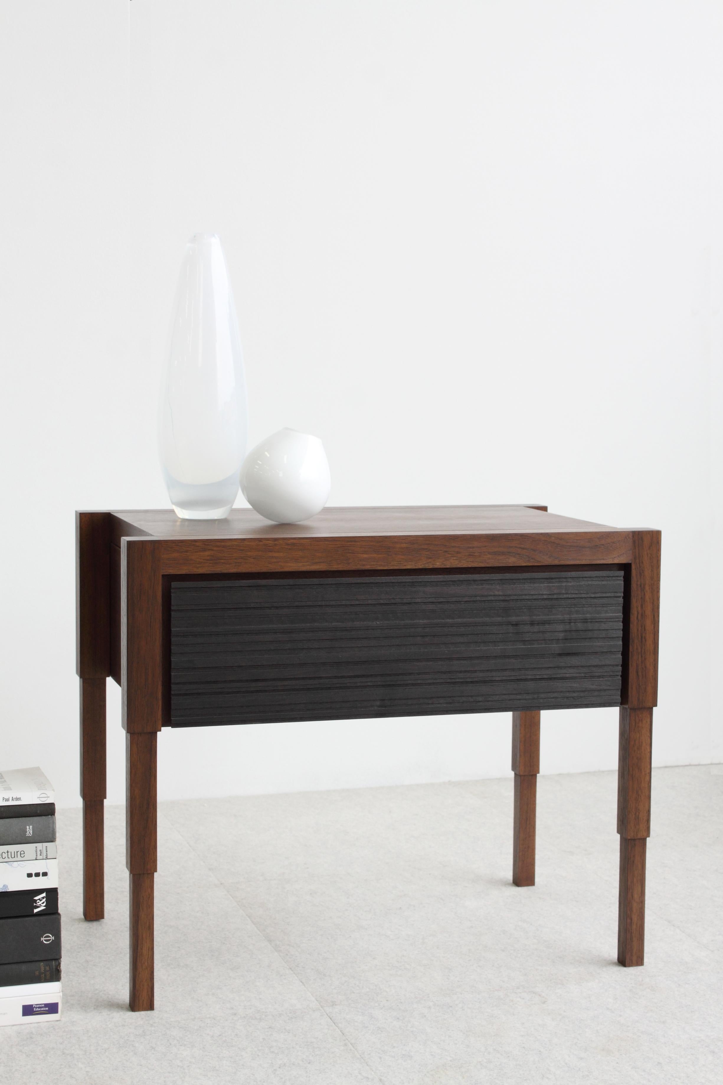 Modern Chicago Side Case Table in Oiled Walnut & Blackened Walnut by May Furniture