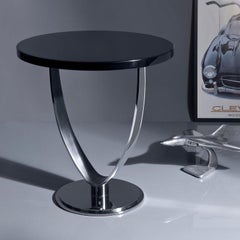 Chicago, tavolino in acciaio inox lucido e spazzolato e laccato nero