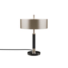 Chicago Table Lamp Steel Marble Braided Leather Made in Portugal by Porus Studio