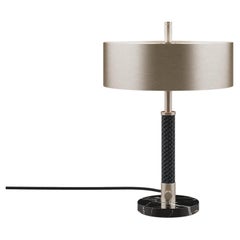 Chicago Table Lamp Steel Marble Braided Leather Made in Portugal by Porus Studio