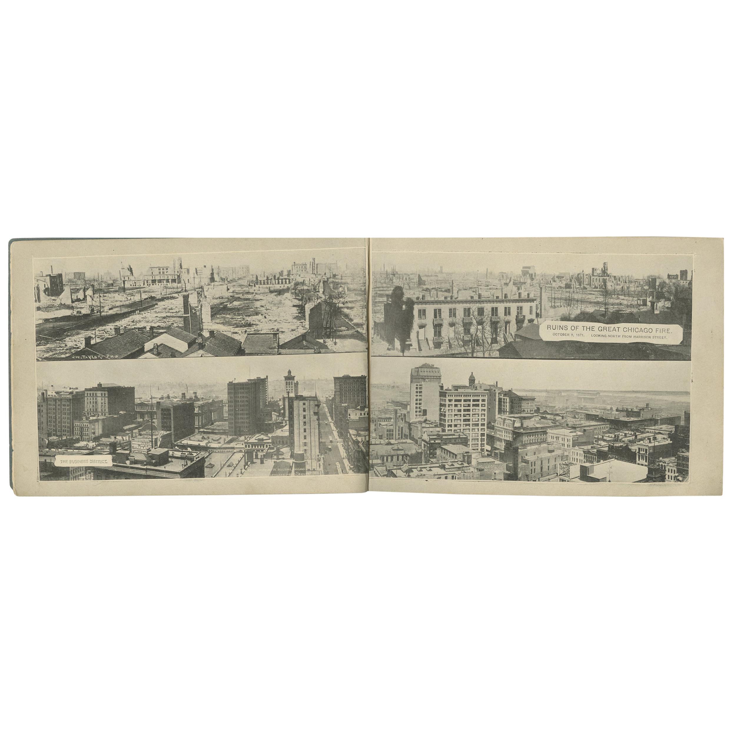 « Chicago, the Old and the New » (Chicago, l'ancien et le nouveau) de Fred B. Hitchings vers 1920 en vente