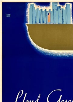 CHICAGO WORLD'S FAIR 1934 - LLOYD BREMEN Rare Original Vintage Art Deco Poster