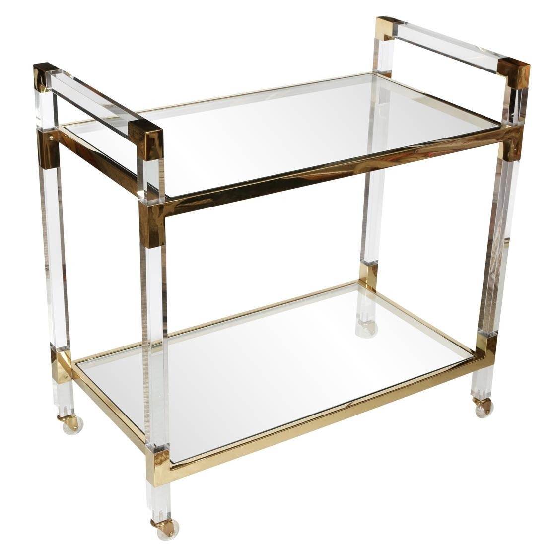 Americano Carrello da bar chic in acrilico e ottone in vendita