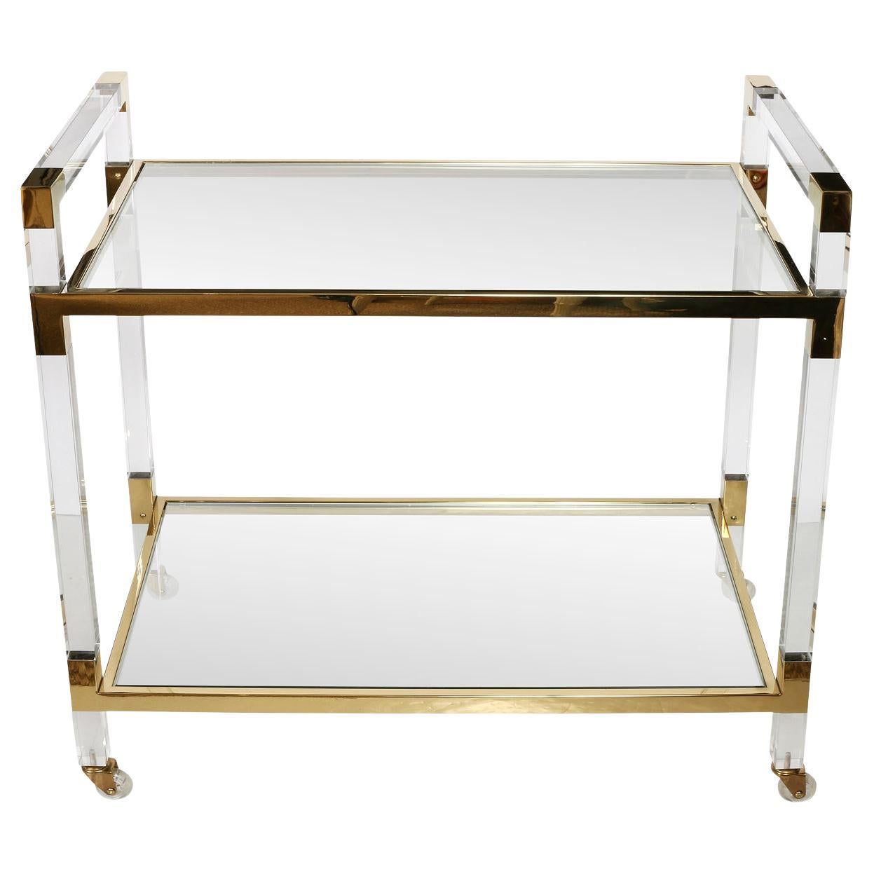 Carrello da bar chic in acrilico e ottone in vendita