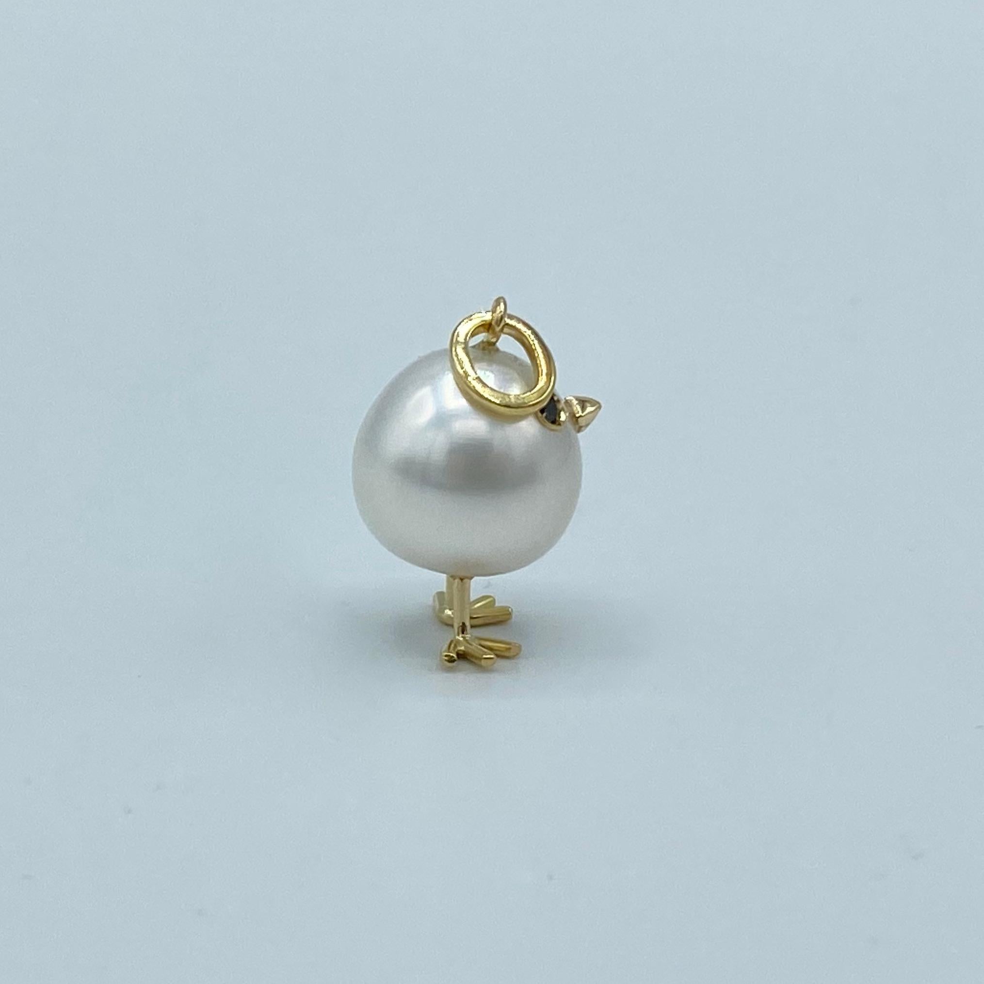 Chick Australian Pearl Black Diamond 18 Karat Gold Pendant or Necklace In New Condition In Bussolengo, Verona