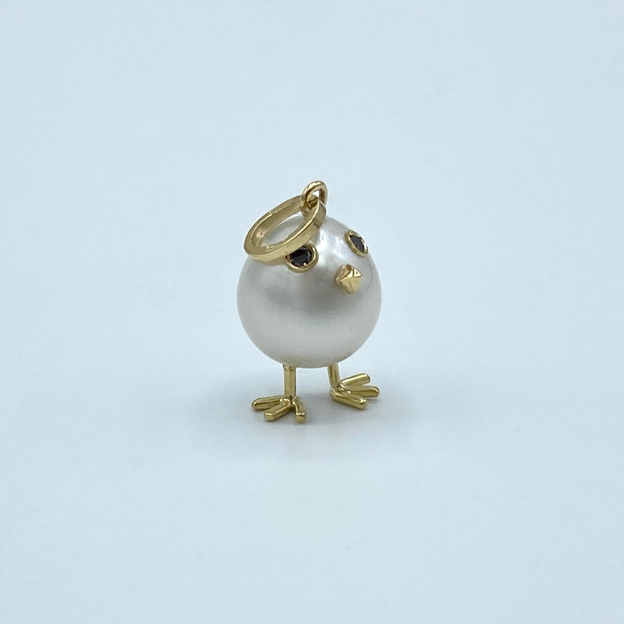 Chick Australian Pearl Black Diamond 18 Karat Gold Pendant or Necklace In New Condition In Bussolengo, Verona