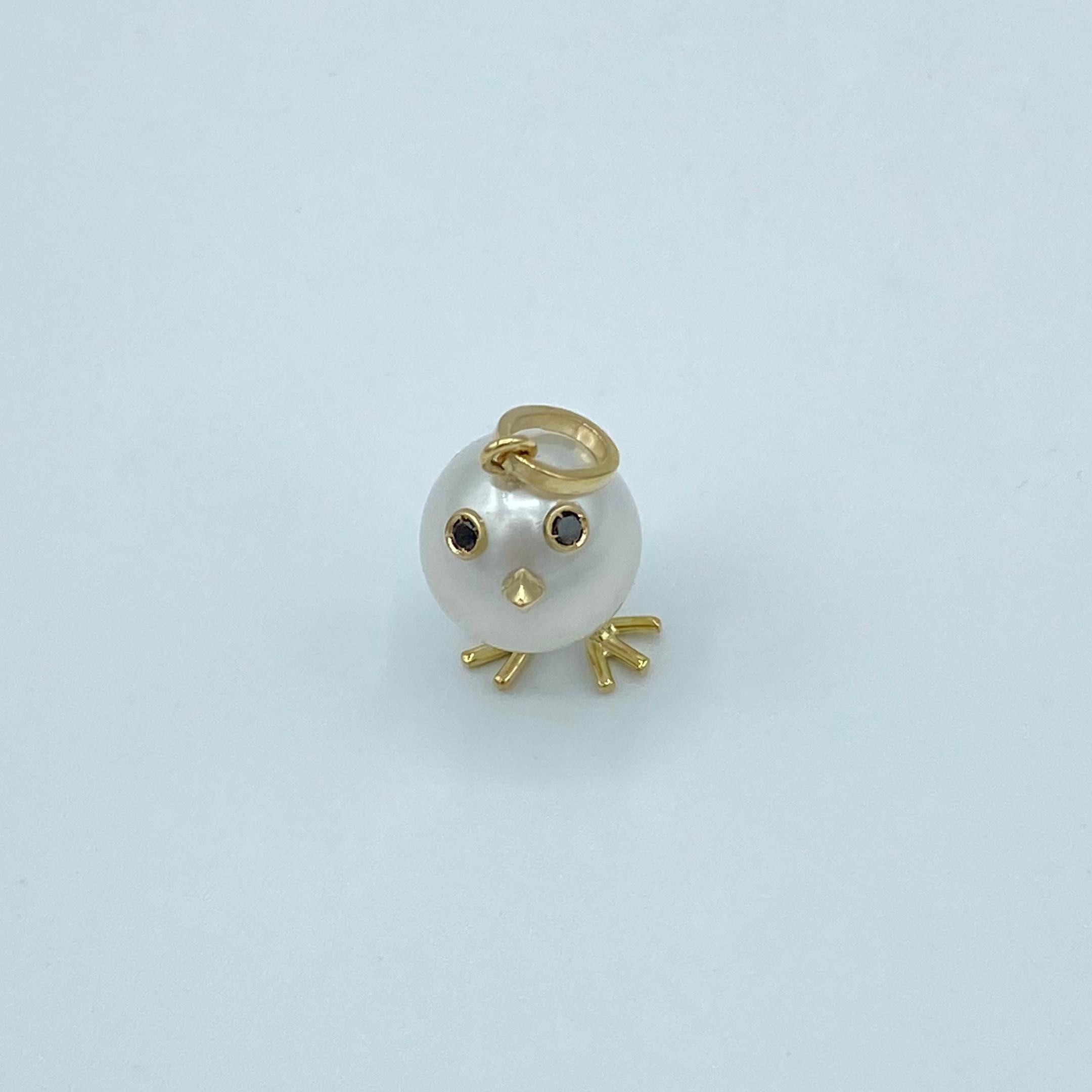 Chick Australian Pearl Black Diamond 18 Karat Gold Pendant or Necklace 1