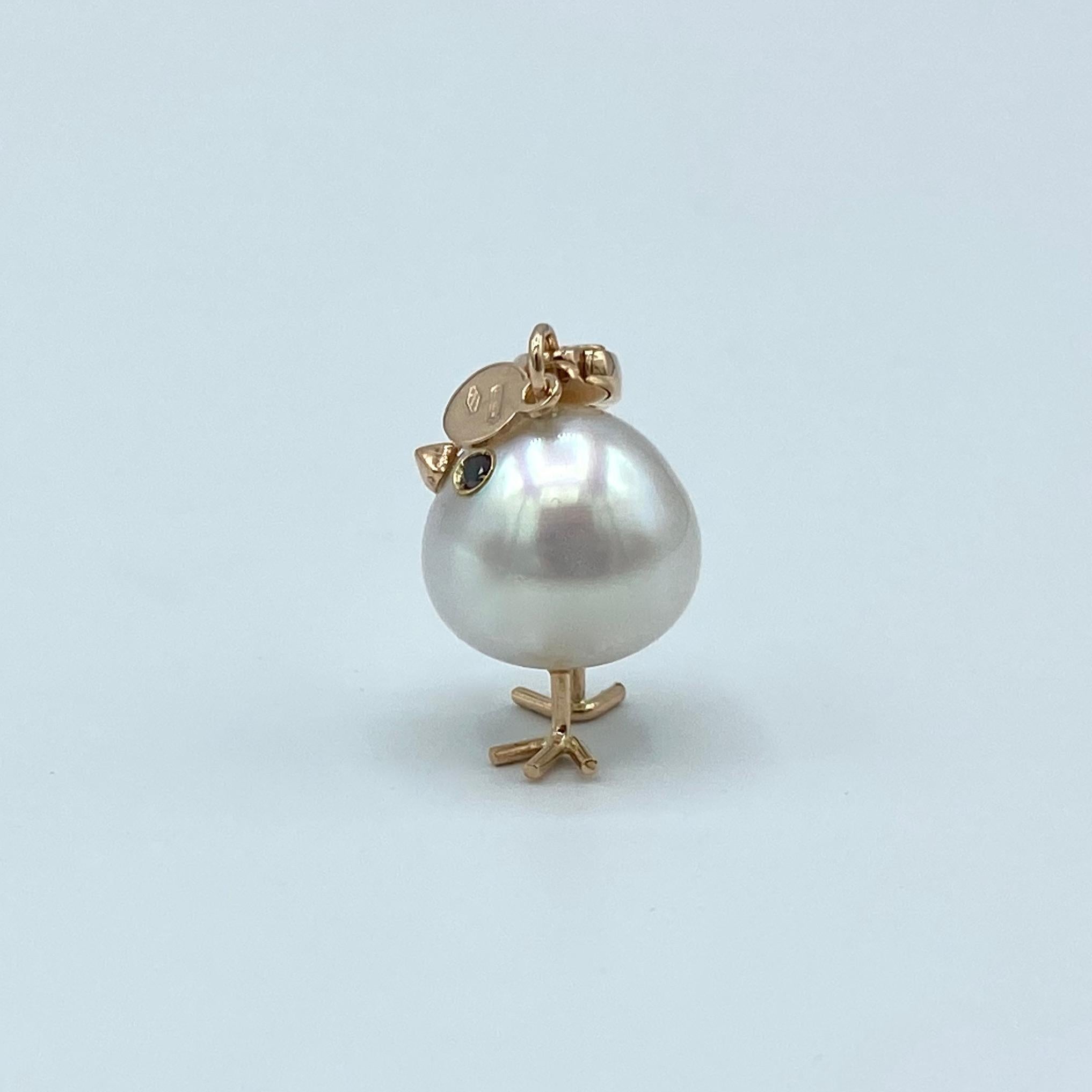 Chick Australian Pearl Black Diamond 18Kt Gold Pendant Necklace or Charm 1