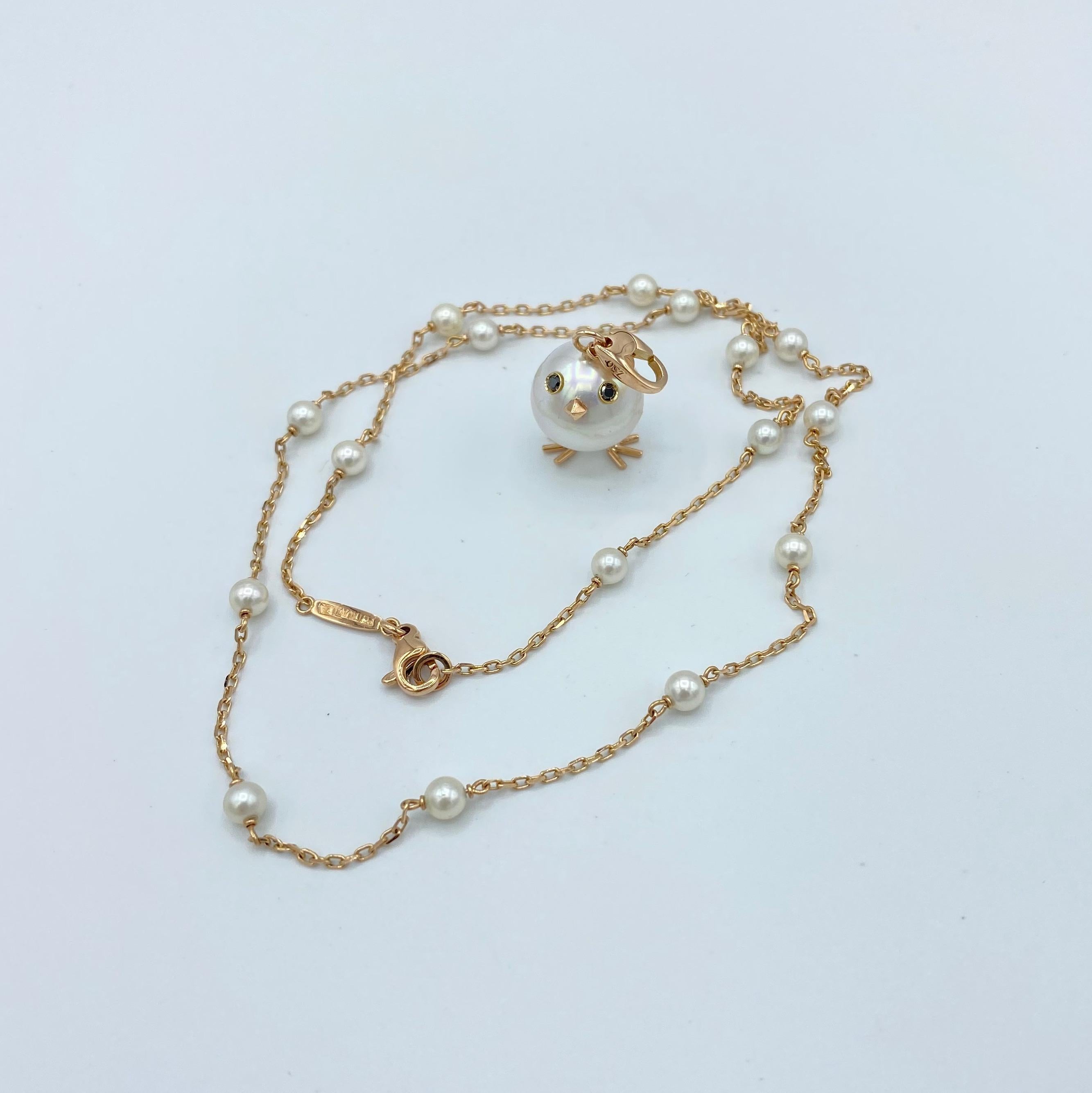 Chick Australian Pearl Black Diamond 18Kt Gold Pendant Necklace or Charm 2