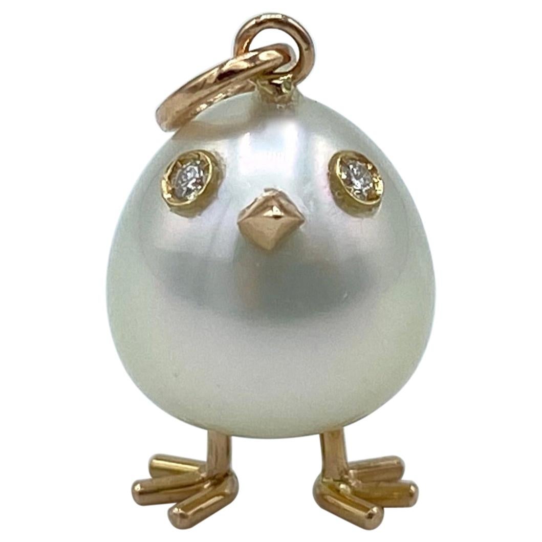 Chick Australian Pearl Diamond 18 Karat Gold Pendant or Necklace