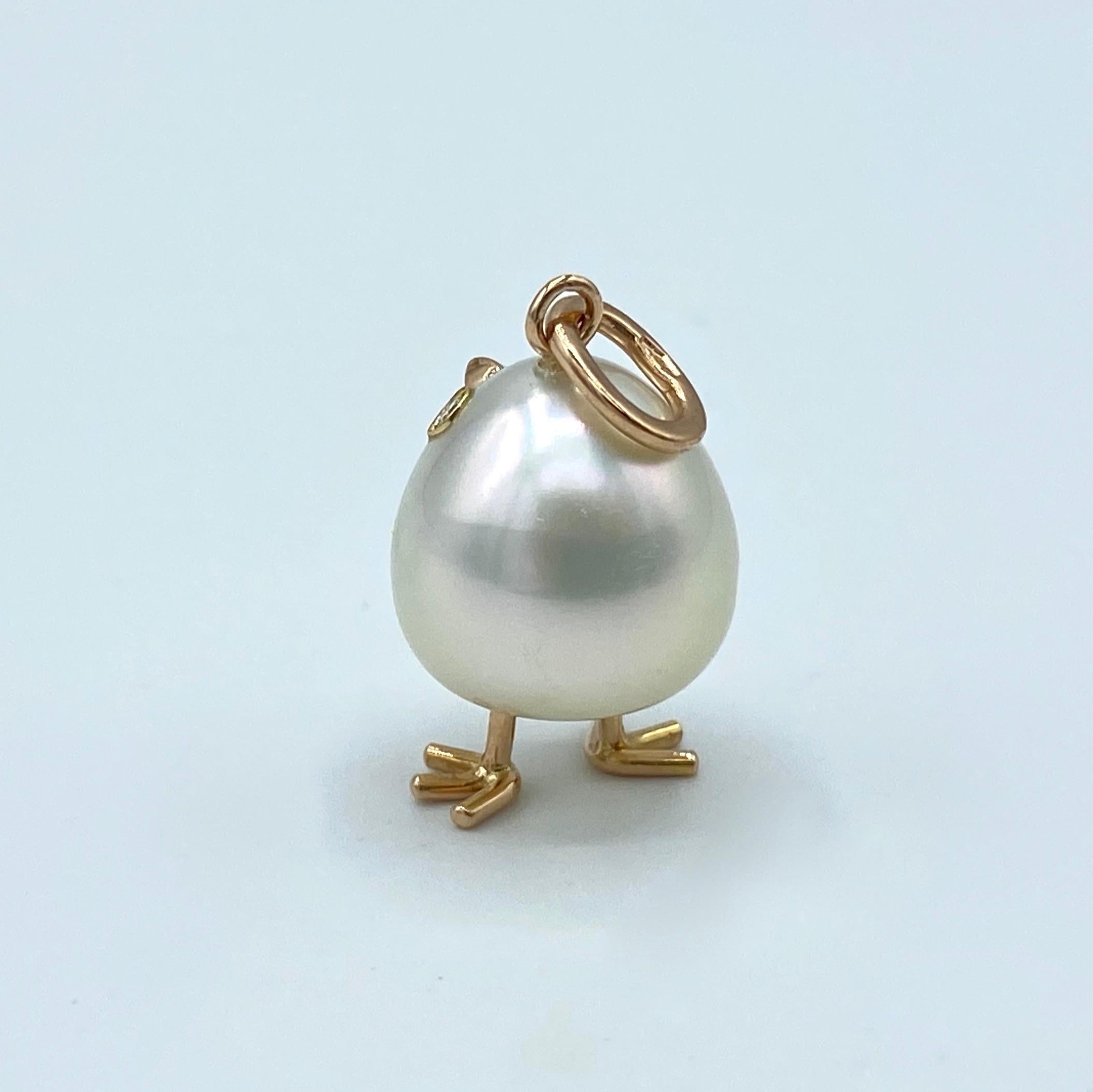 Contemporary Chick Australian Pearl Diamond 18 Karat Gold Pendant or Necklace