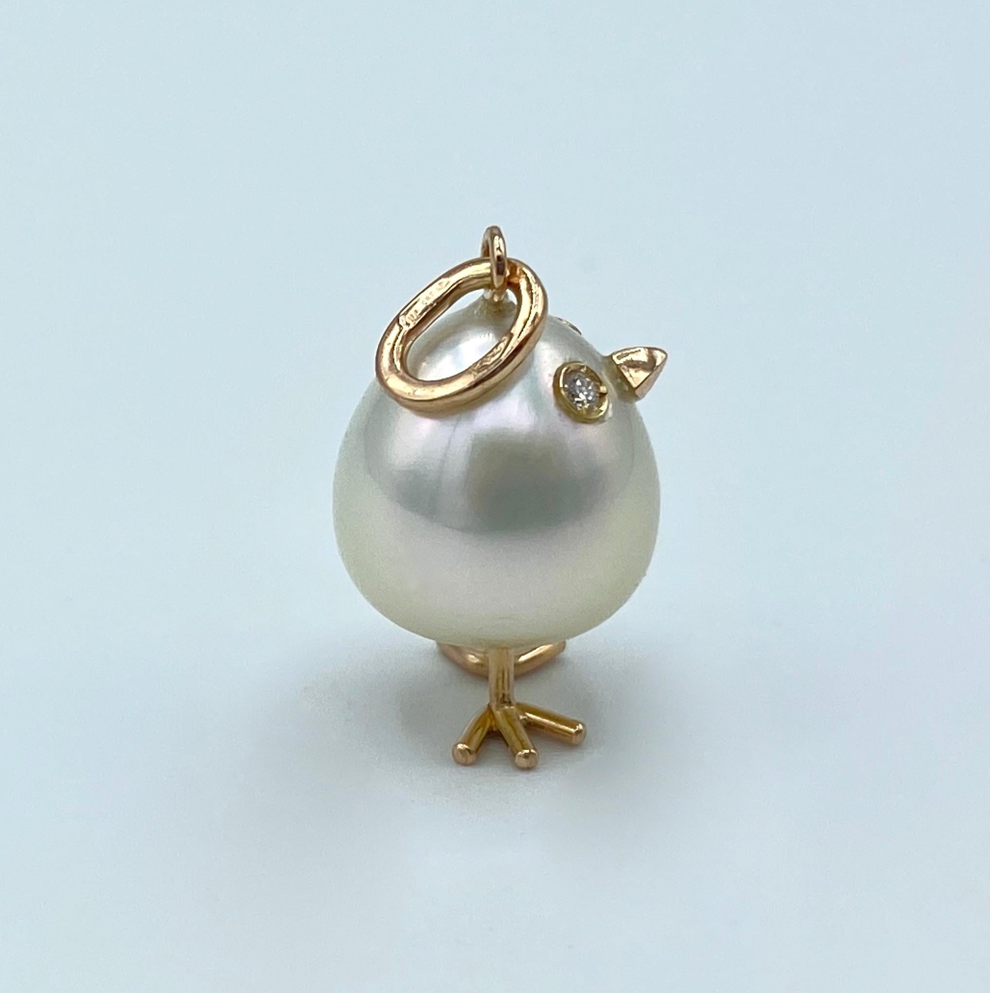 Chick Australian Pearl Diamond 18 Karat Gold Pendant or Necklace In New Condition In Bussolengo, Verona