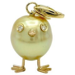 Chick Australian Pearl Diamond Yellow Red 18kt Gold Pendant/Necklace or Charm
