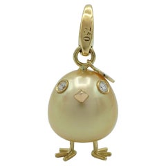 Chick Australian Pearl Diamond Yellow Red 18Kt Gold Pendant/Necklace or Charm