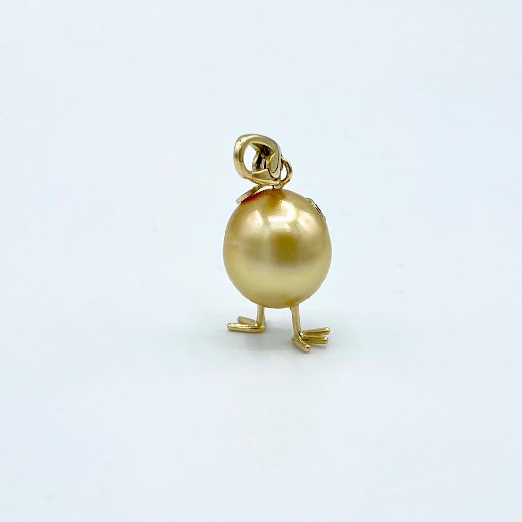 Chick Gold Australian Pearl Black Diamond 18Kt Gold Pendant Necklace or Charm In New Condition In Bussolengo, Verona